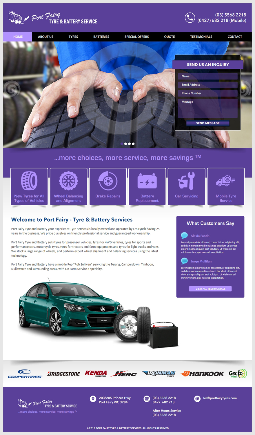 Web Design by -Marc- for Port Fairy Tyre & Battery Service | Design #8151923