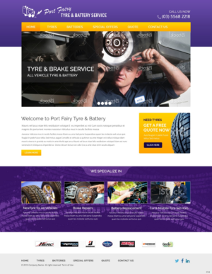 Web Design by pb for Port Fairy Tyre & Battery Service | Design: #7929626
