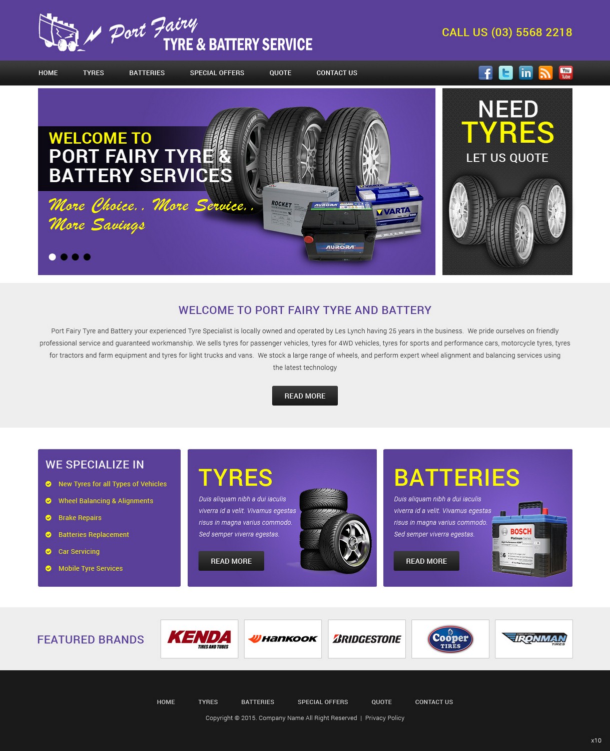 Web Design by pb for Port Fairy Tyre & Battery Service | Design #7938997