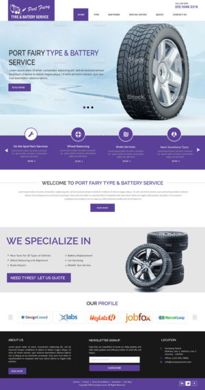 Web Design by Creations Box 2015 for Port Fairy Tyre & Battery Service | Design: #7962080