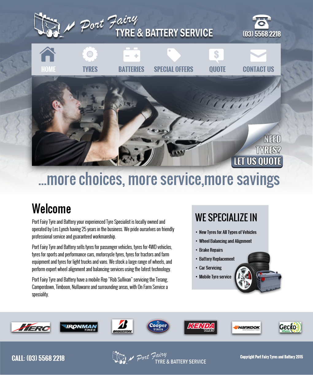 Diseño Web por steercreative para Port Fairy Tyre & Battery Service | Diseño #7948246