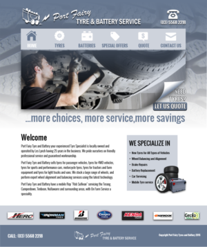 Web Design by steercreative for Port Fairy Tyre & Battery Service | Design: #7948246