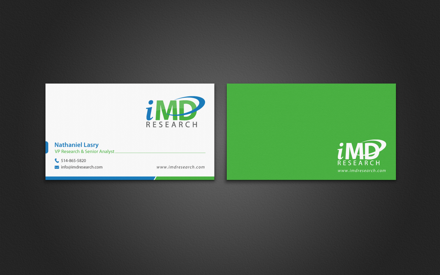 Diseño de Tarjeta de Presentación por chandrayaan.creative para iMD Research | Diseño #7939408