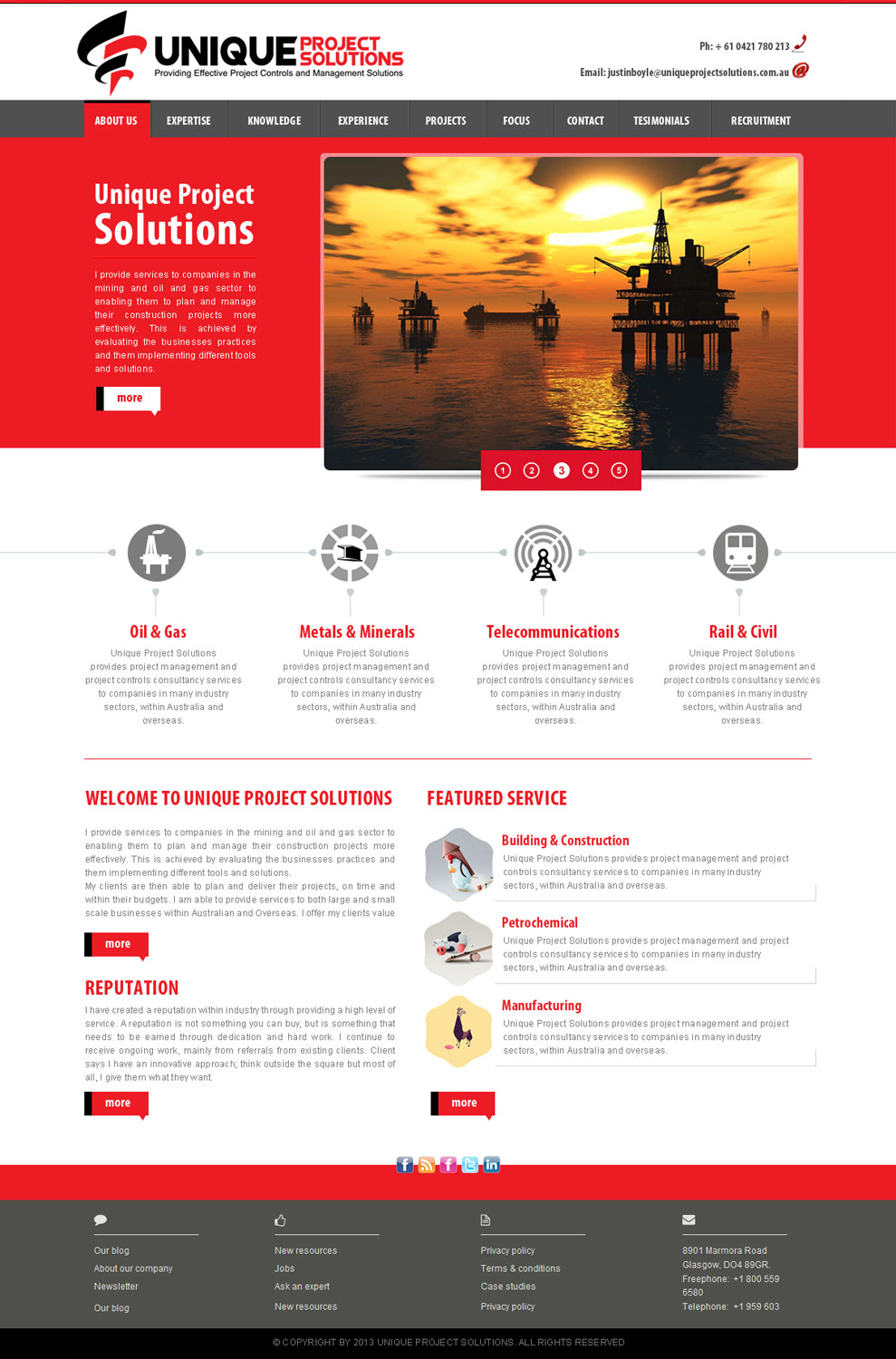 Web Design by Tariq Shamim for Unique Project Solutions | Design #1969722