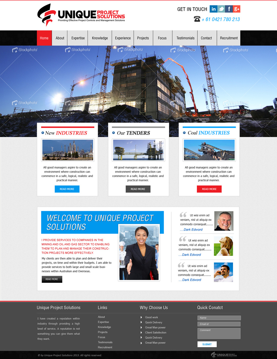 Web Design par logocreatorteam pour Unique Project Solutions | Design #1959813