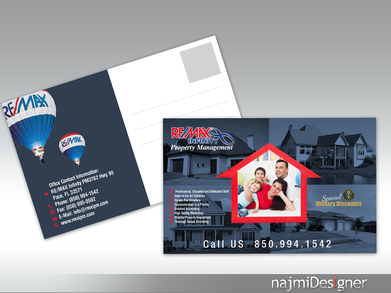Postkarten-Design von  Najmi für RE/MAX Infinity Property Management | Design #8089168