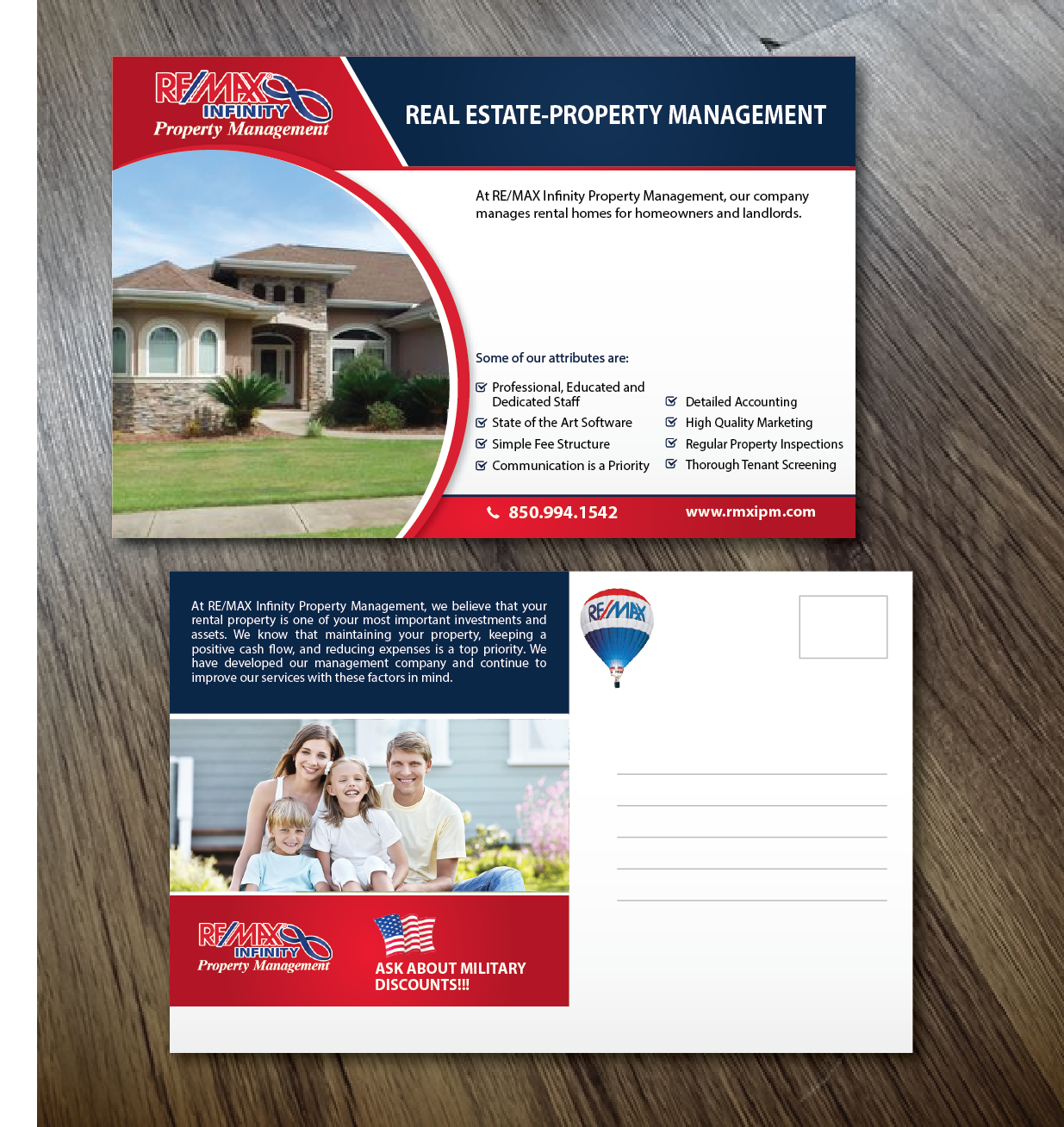 Diseño de Postal por alex989 para RE/MAX Infinity Property Management | Diseño #7986459