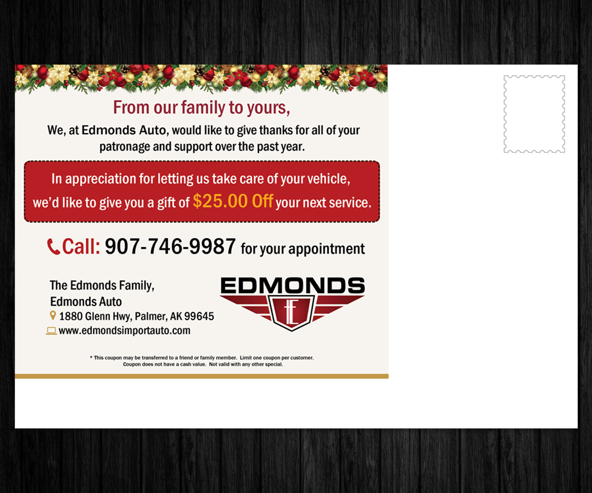 Diseño de Postal por CreativeTrick para Edmonds Auto | Diseño #7982509