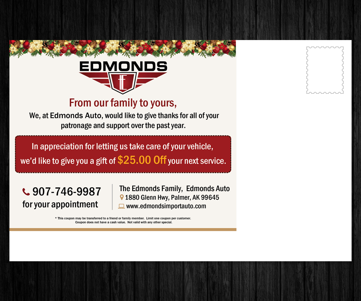 Diseño de Postal por CreativeTrick para Edmonds Auto | Diseño #7982558