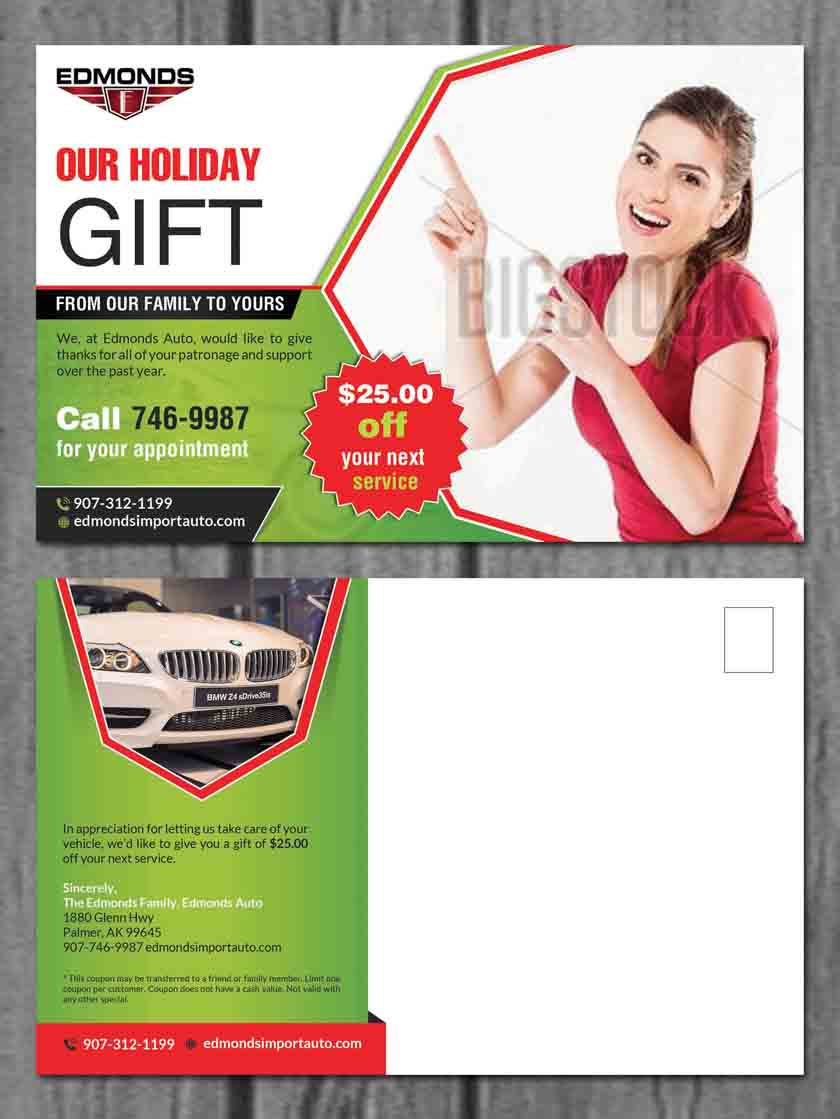 Postcard Design by creative.bugs for Edmonds Auto | Design #7948788