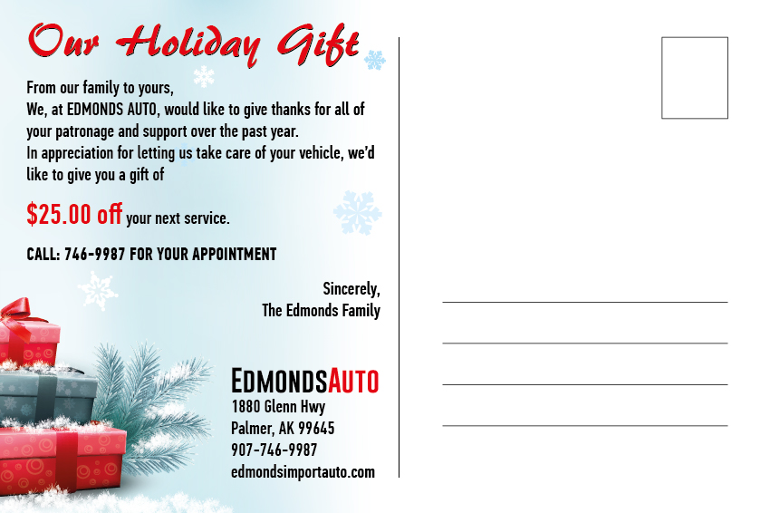 Diseño de Postal por Alaya para Edmonds Auto | Diseño #7948941