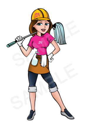 Cartoon or Illustration of Building Site Cleaning Lady | Illustration-Design von pinky
