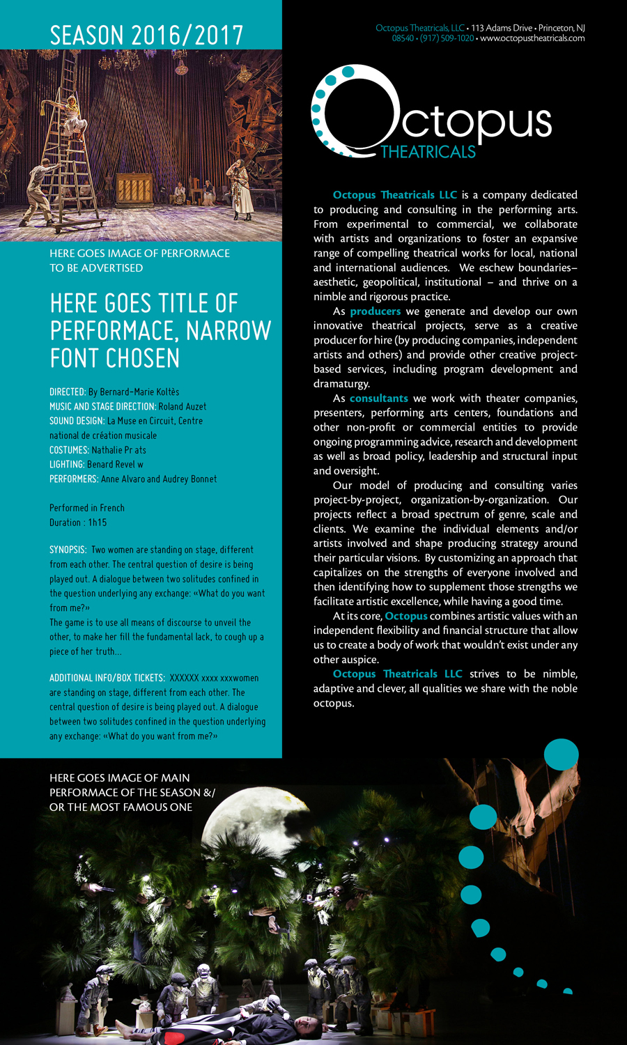 Brochure Design by INGA DESIGN for Octopus Theatricals | Design #8423067