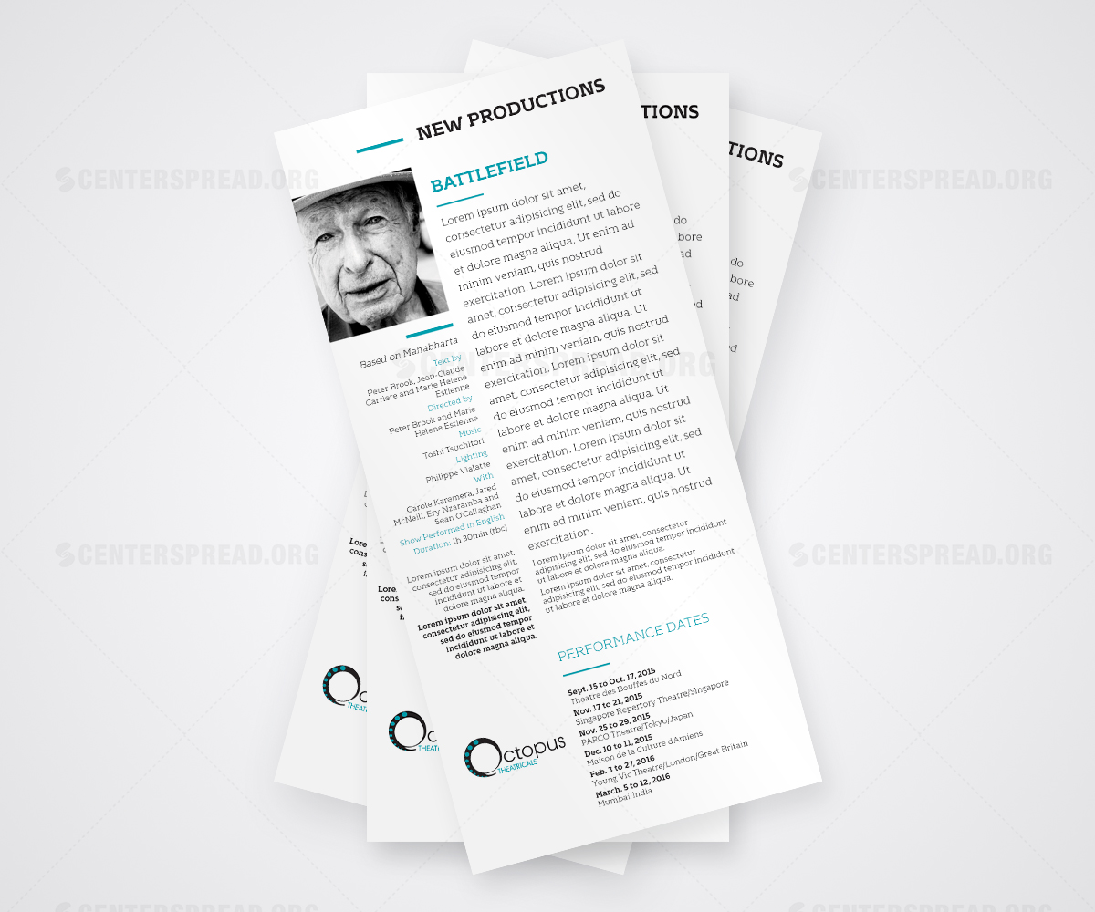 Brochure Design by CENTERSPREAD for Octopus Theatricals | Design #8455612
