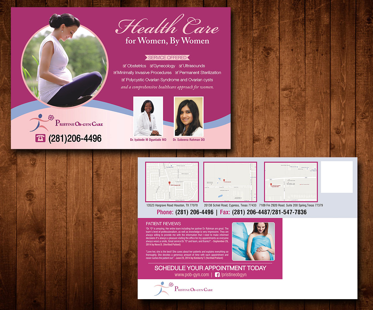 Postcard Design by Designers Hub for Pristine Ob-Gyn Care | Design #7974575