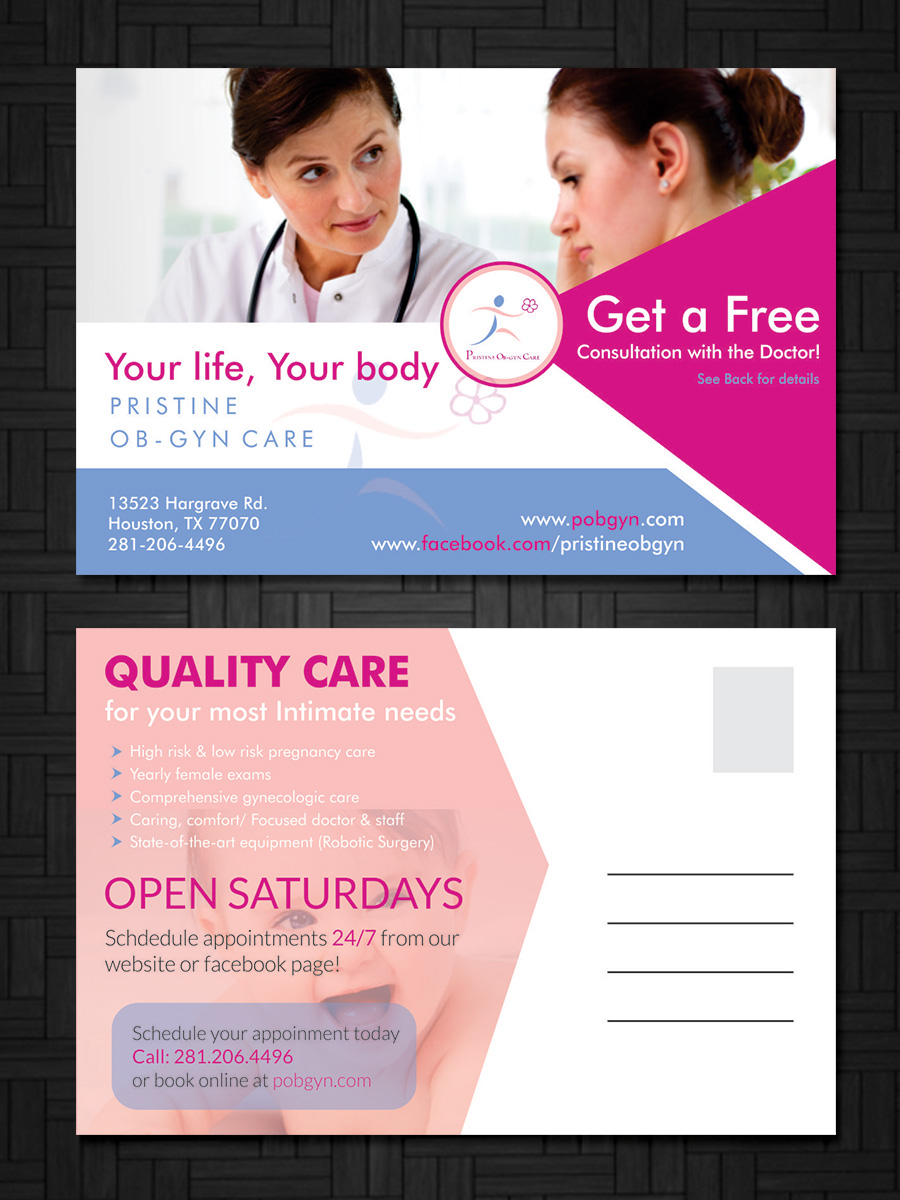 Postcard Design by ESolz Technologies for Pristine Ob-Gyn Care | Design #7957579