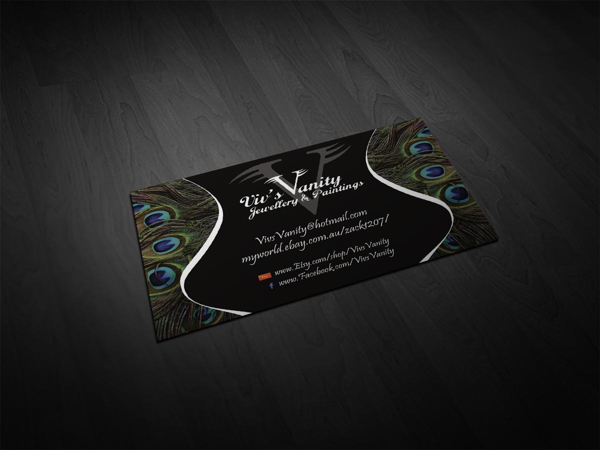 Business Card Design by Cyanide Design for Viv's Vanity Jewellery & Paintings | Design #1958672
