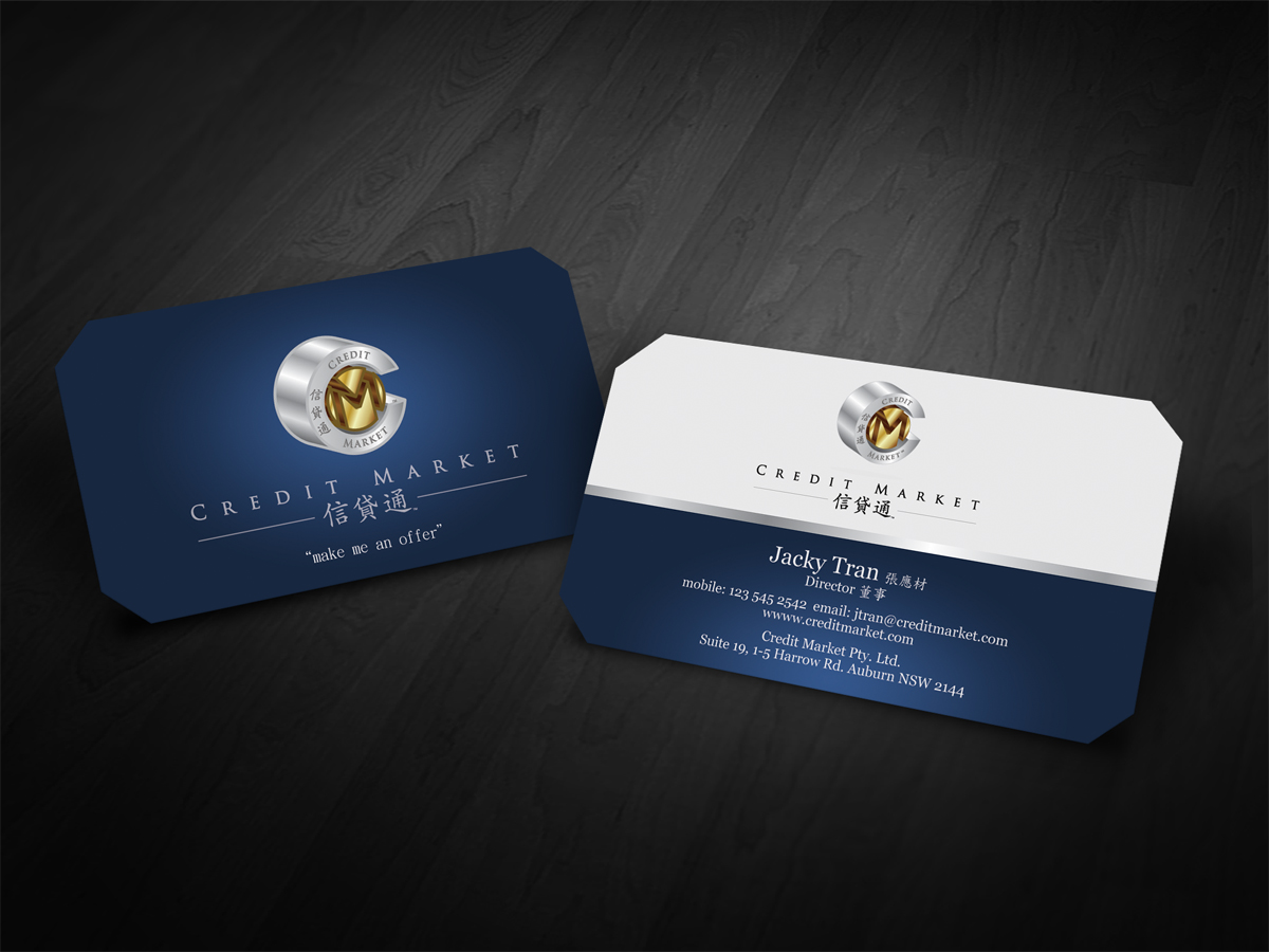 Visitenkarten-Design von diRtY.EMM für Credit Market Pty Ltd | Design #2028811