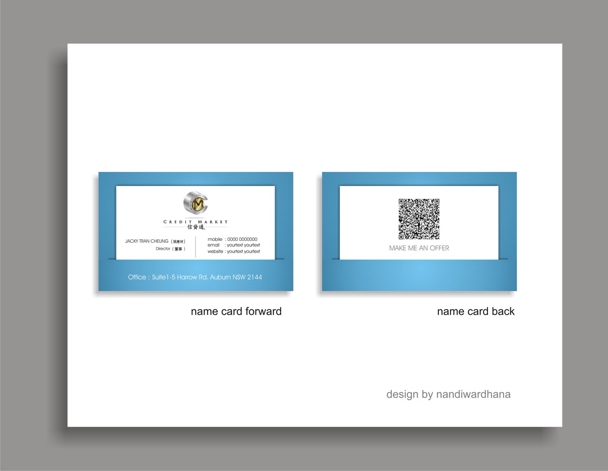 Business Card Design by nandiwardhana for Credit Market Pty Ltd | Design #2065074
