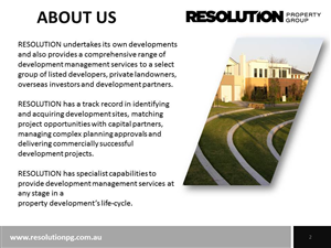 PowerPoint Design by sigitarrin for Resolution Property Group Pty Ltd  | Design: #1961424