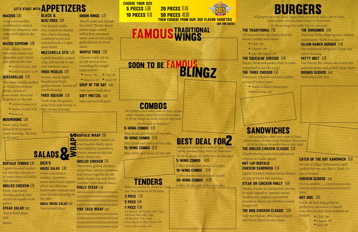 Menu Design by rundano for David Dobbs Enterprises / Menu Designs | Design #1958467