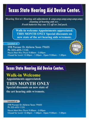 Postcard Design by yadavsushil for Texas State Hearing Aid Device Center | Design #7999581