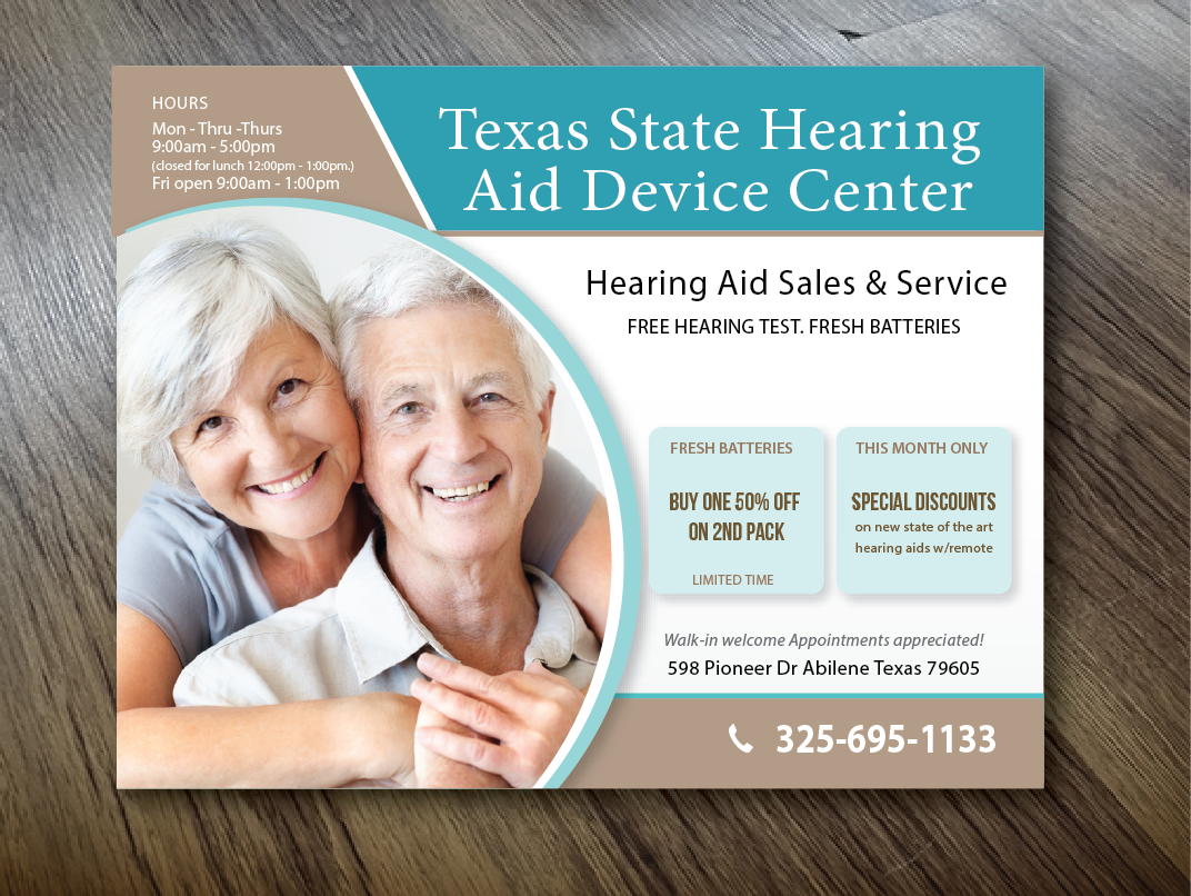 Postcard Design by alex989 for Texas State Hearing Aid Device Center | Design: #7991590
