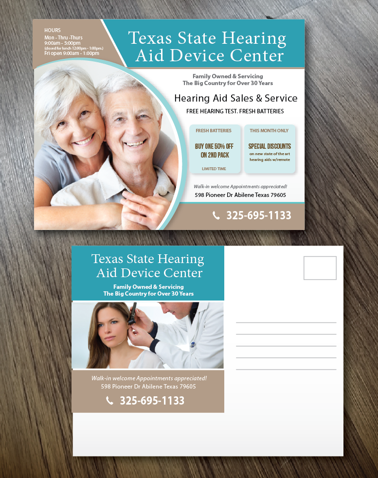 Diseño de Postal por alex989 para Texas State Hearing Aid Device Center | Diseño #8001305