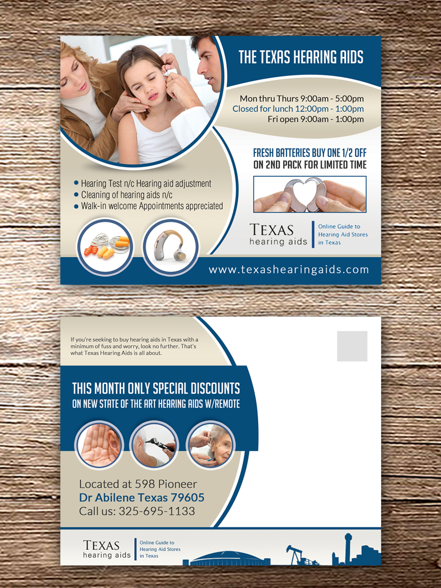 Postcard Design by debdesign for Texas State Hearing Aid Device Center | Design #7983590