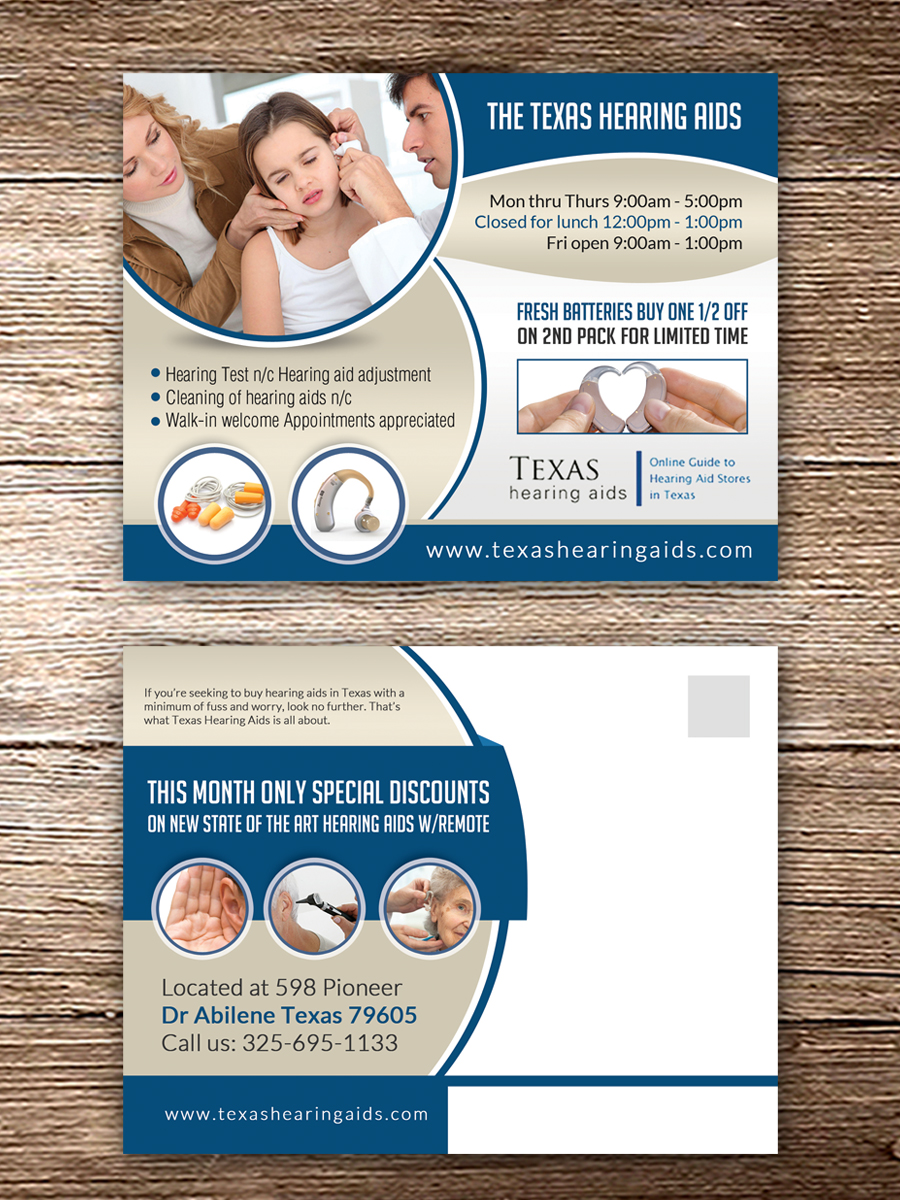 Postcard Design by debdesign for Texas State Hearing Aid Device Center | Design #7983591
