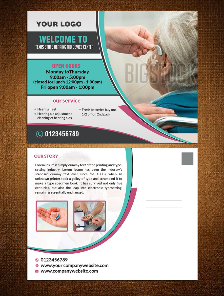 Postcard Design by creative.bugs for Texas State Hearing Aid Device Center | Design #7983926