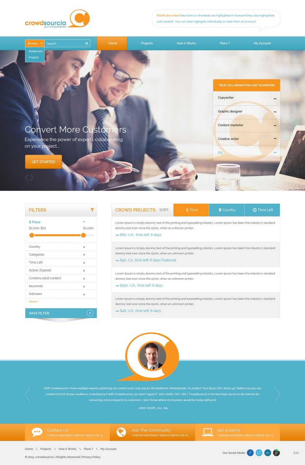Web Design by pb for Crowdsourcia | Design #7988716