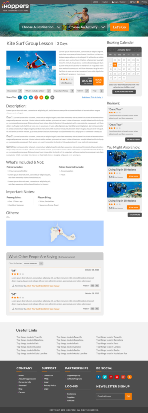 Web design for online activity booking website | Web Design by Sbss