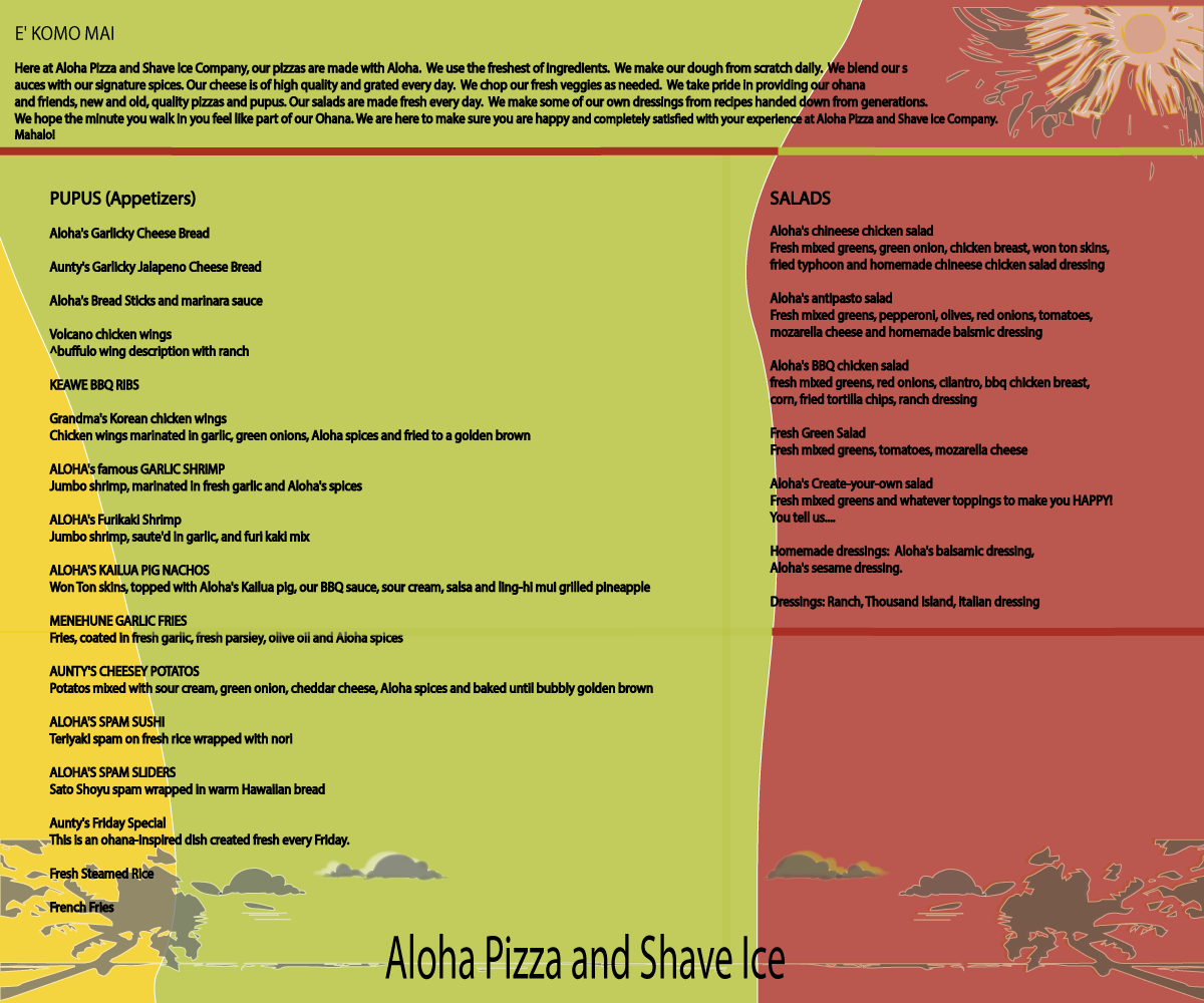 Menu Design by Dezign by Elite for Hawaiian Rainbow Ice | Design #1995373