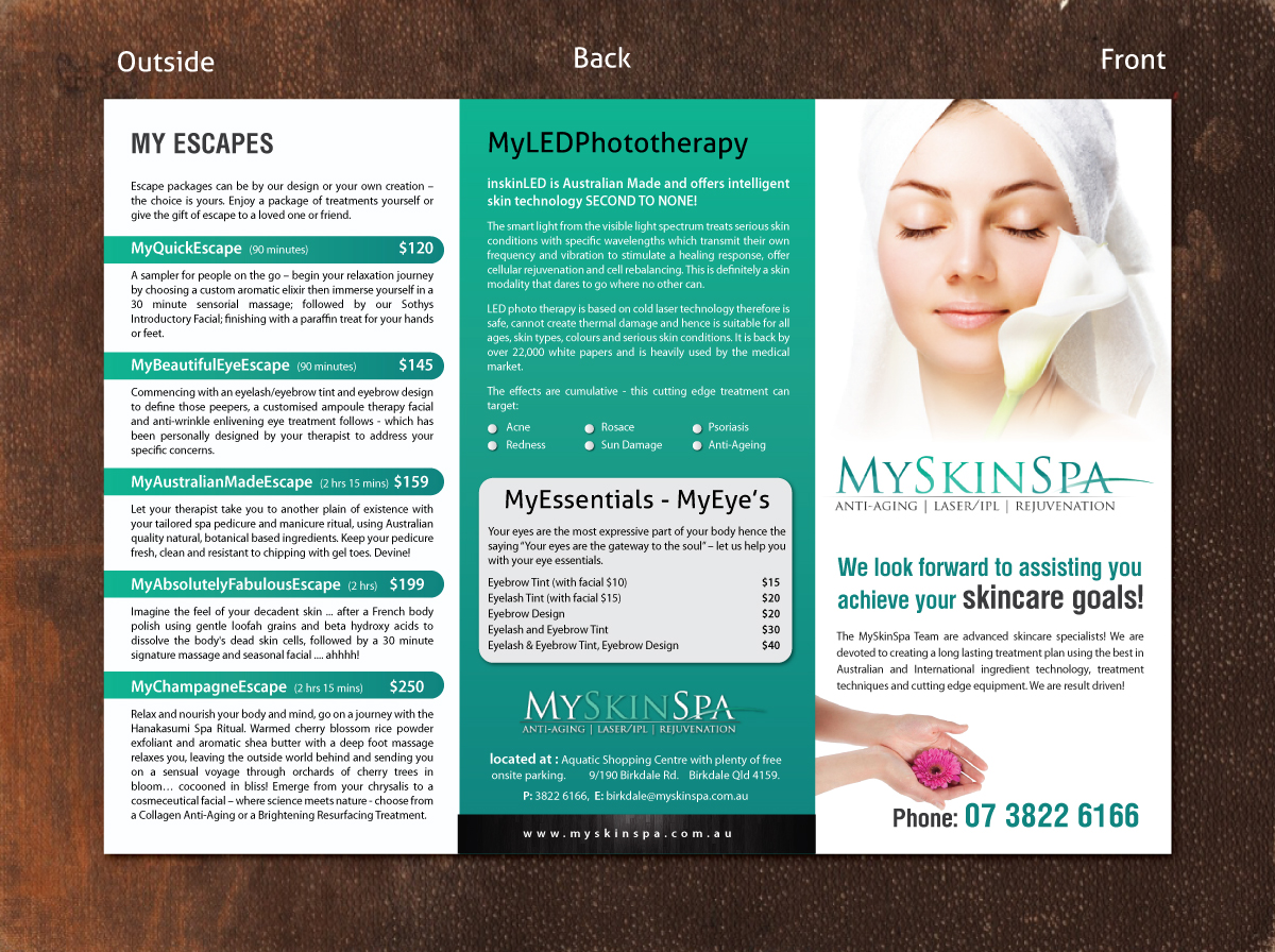 Brochure Design by Sbss for MySkinSpa | Design #1965889