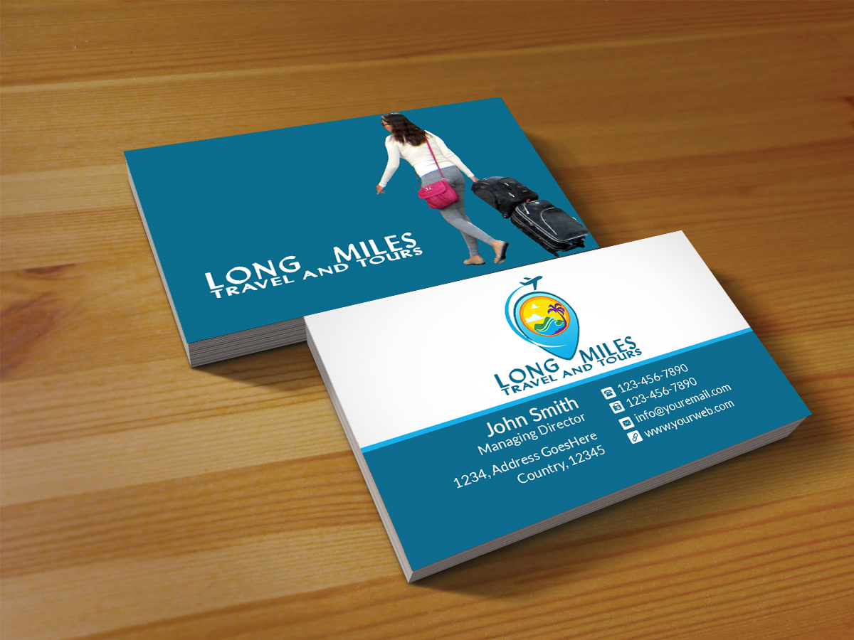 Visitenkarten-Design von Creations Box 2015 für longmiles travel and tours | Design #8018267