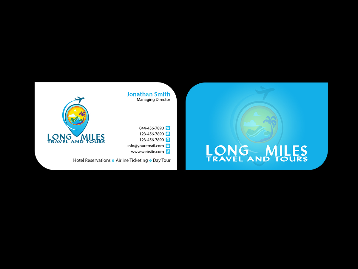 Visitenkarten-Design von Creations Box 2015 für longmiles travel and tours | Design #8018271