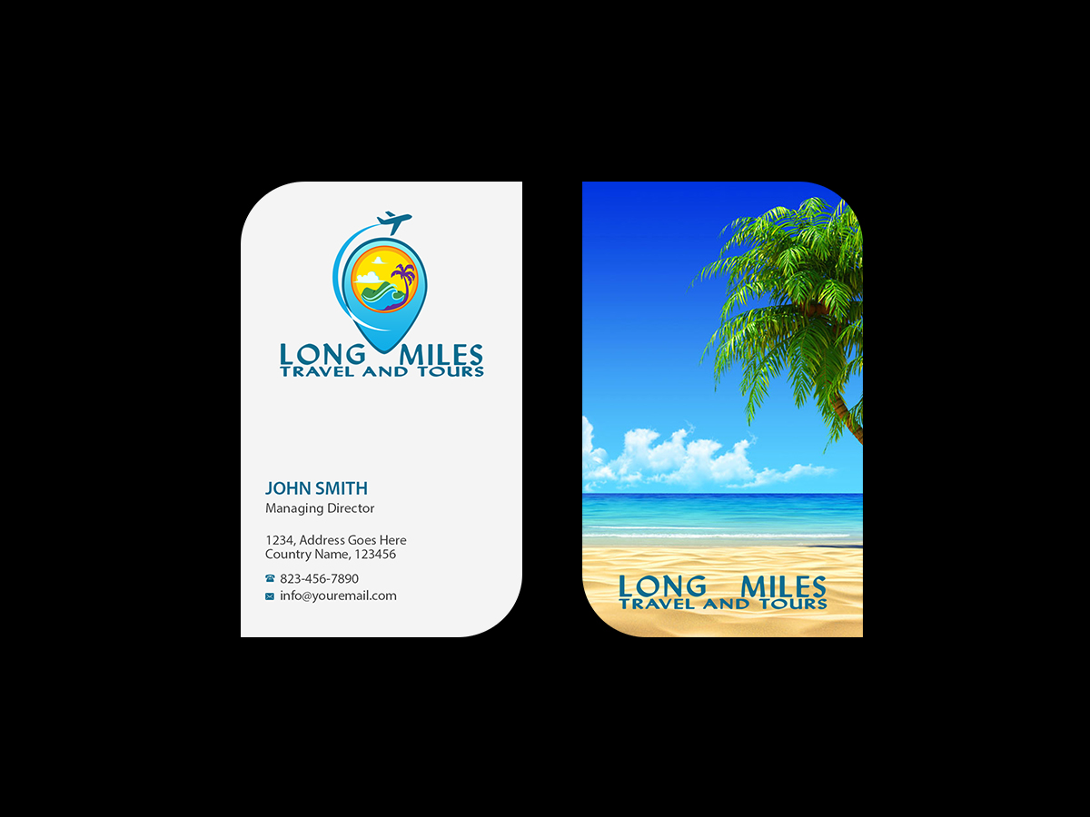 Visitenkarten-Design von Creations Box 2015 für longmiles travel and tours | Design #8018272