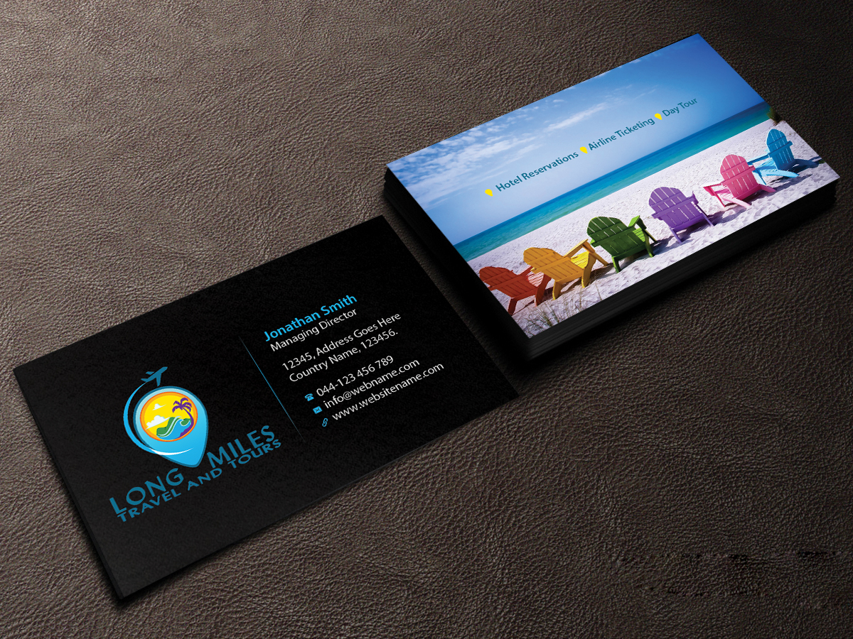 Visitenkarten-Design von Creations Box 2015 für longmiles travel and tours | Design #8018274