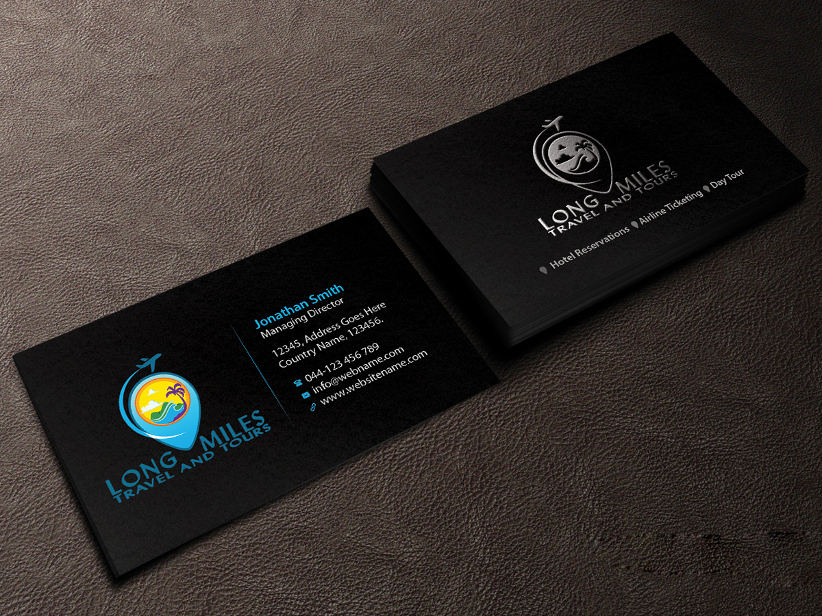 Visitenkarten-Design von Creations Box 2015 für longmiles travel and tours | Design #8018280
