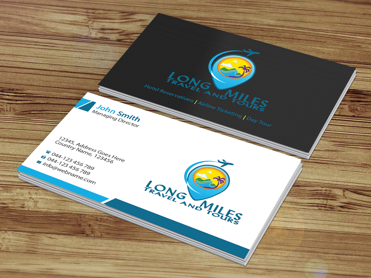 Visitenkarten-Design von Creations Box 2015 für longmiles travel and tours | Design #8018283