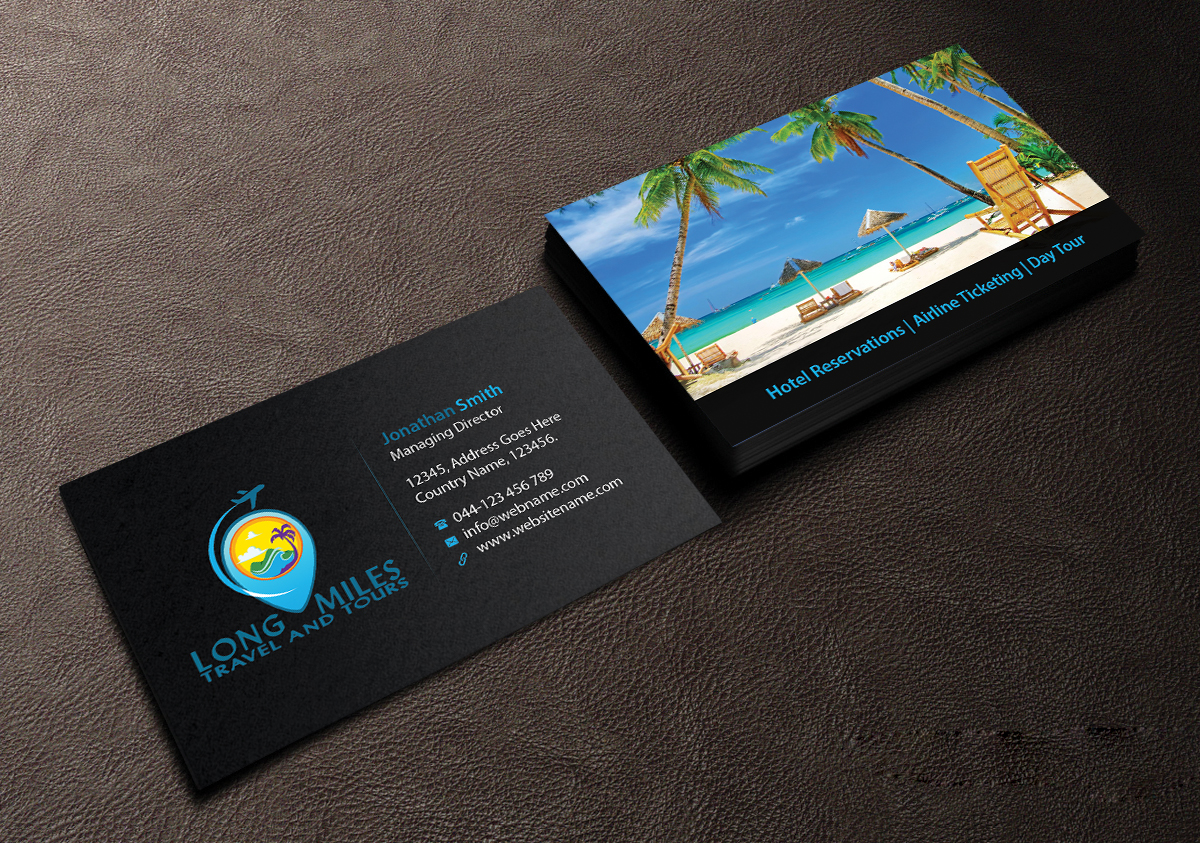 Visitenkarten-Design von Creations Box 2015 für longmiles travel and tours | Design #8018284