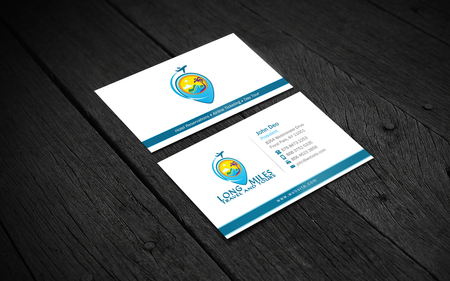 Business Card Design by Brand aid for longmiles travel and tours | Design #8016881