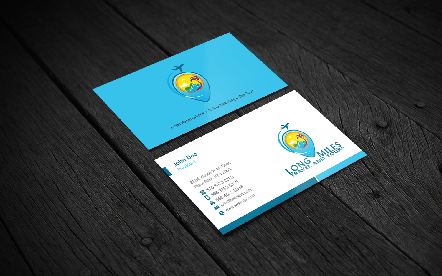 Business Card Design by Brand aid for longmiles travel and tours | Design #8016882