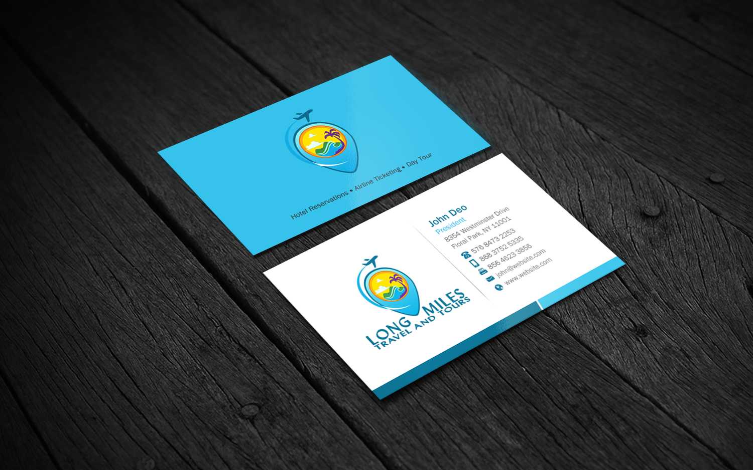 Business Card Design by Brand aid for longmiles travel and tours | Design #8016883