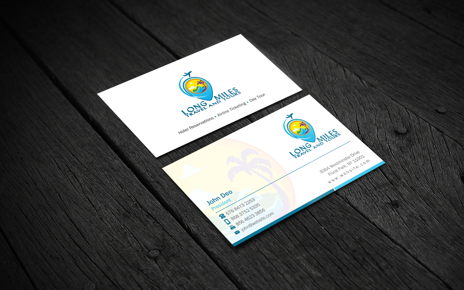 Business Card Design by Brand aid for longmiles travel and tours | Design #8016884