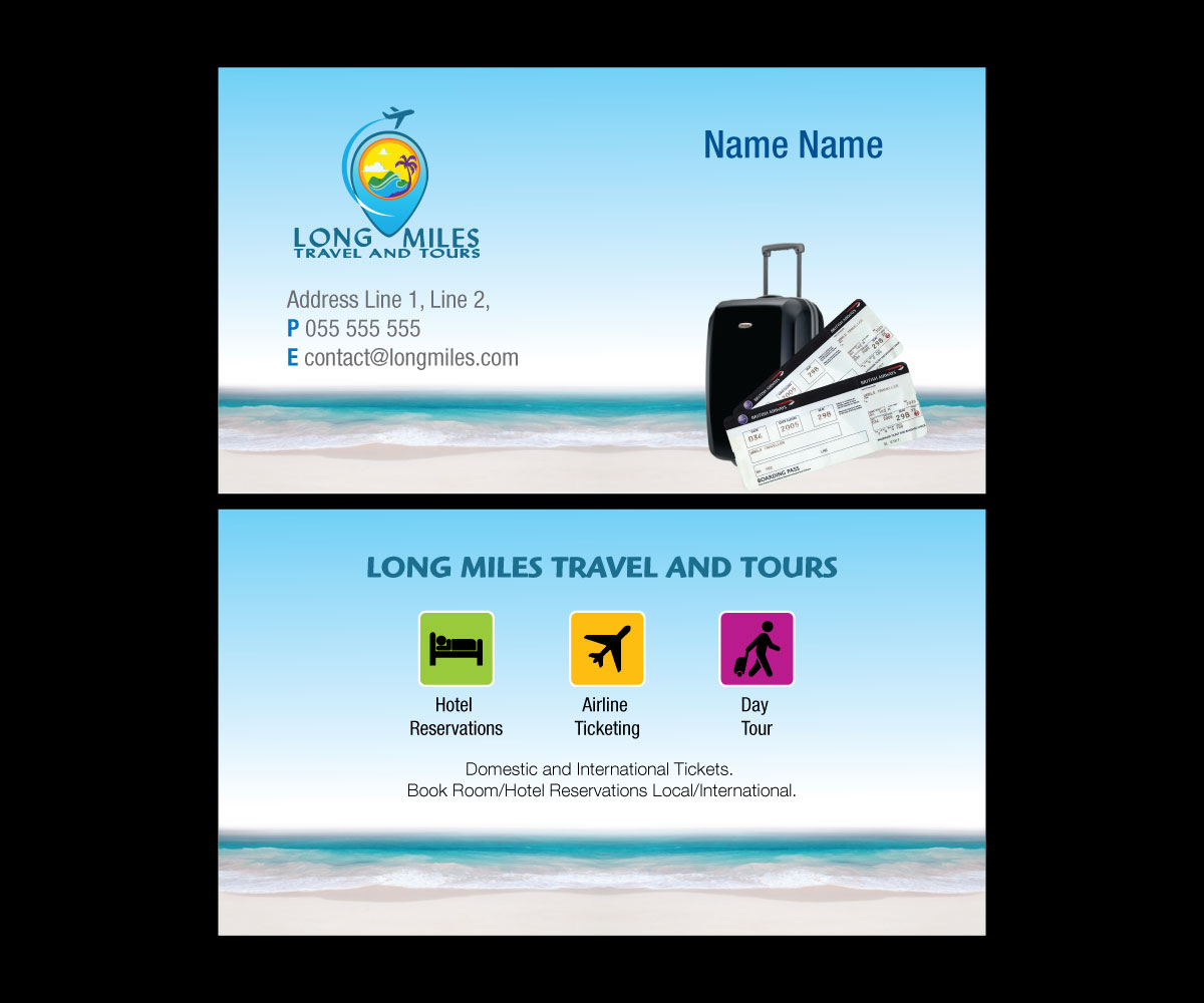Business Card Design by GMWIRE for longmiles travel and tours | Design #8006882