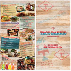 Taco Barrio, Mexican Restaurant Menu | Menü-Design von Soula Vetter