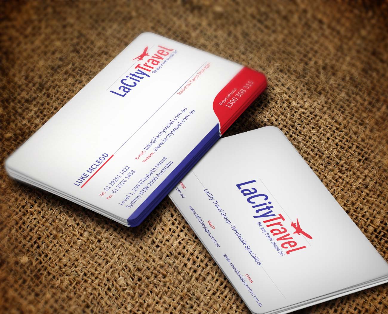 Visitenkarten-Design von toyz86 für LaCity Travel Australia | Design #8012752