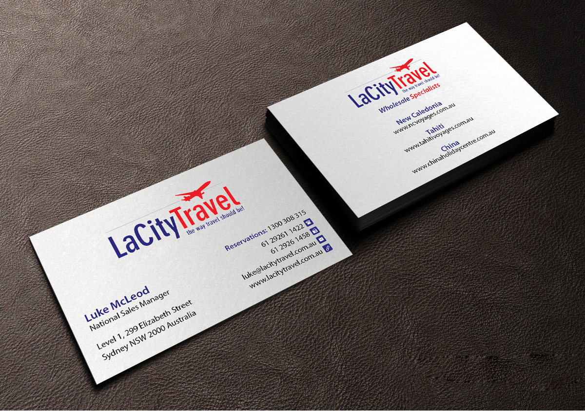 Design de Carte de Visite par Creations Box 2015 pour LaCity Travel Australia | Design #8018076